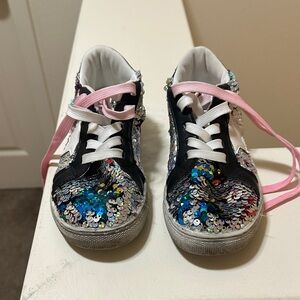 Lola + The Boys Multicolor Sequin Sneakers with Pink and White Laces